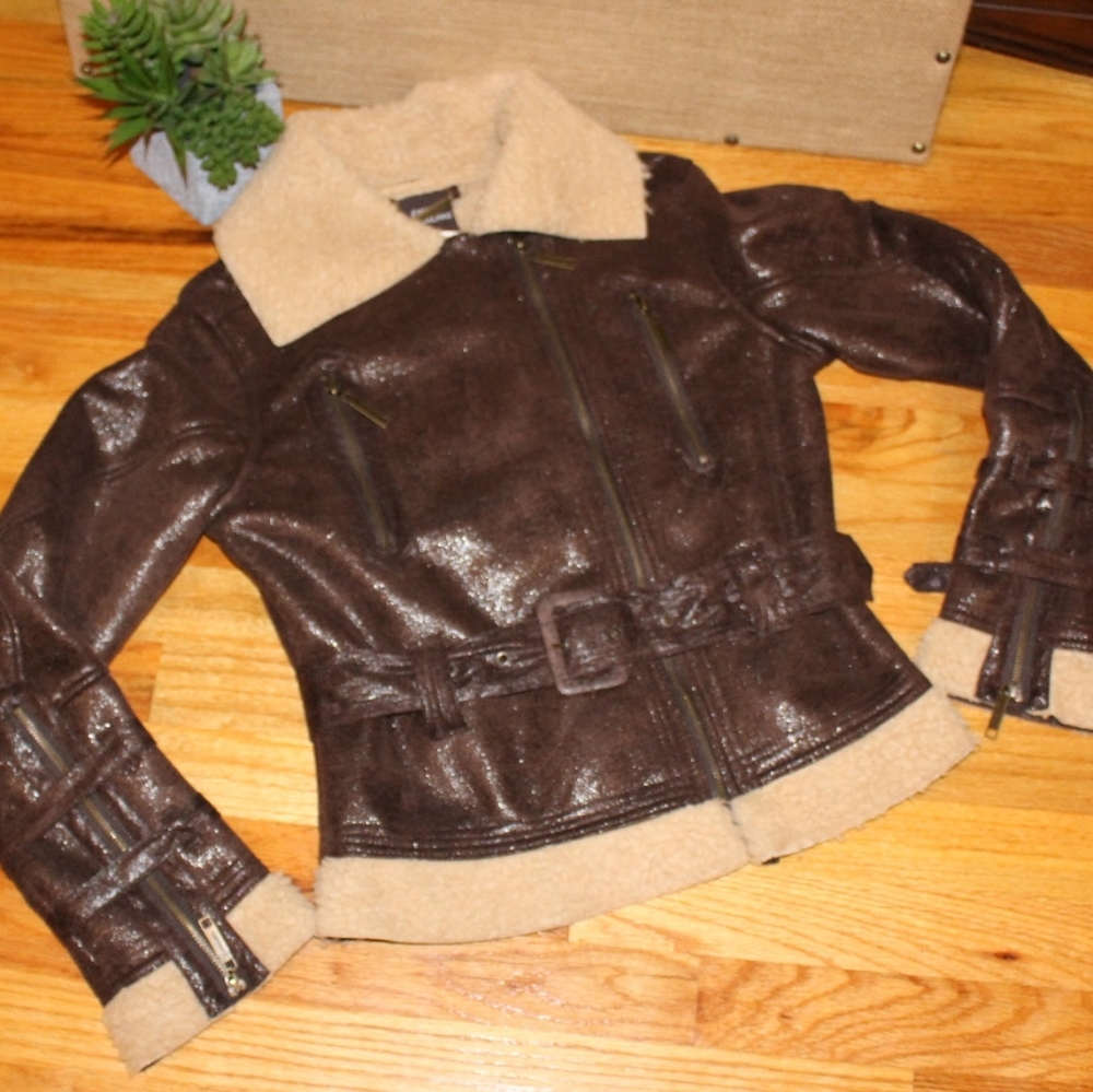 dELiA*s Faux Sherling & Leather Moto Jacket NWT